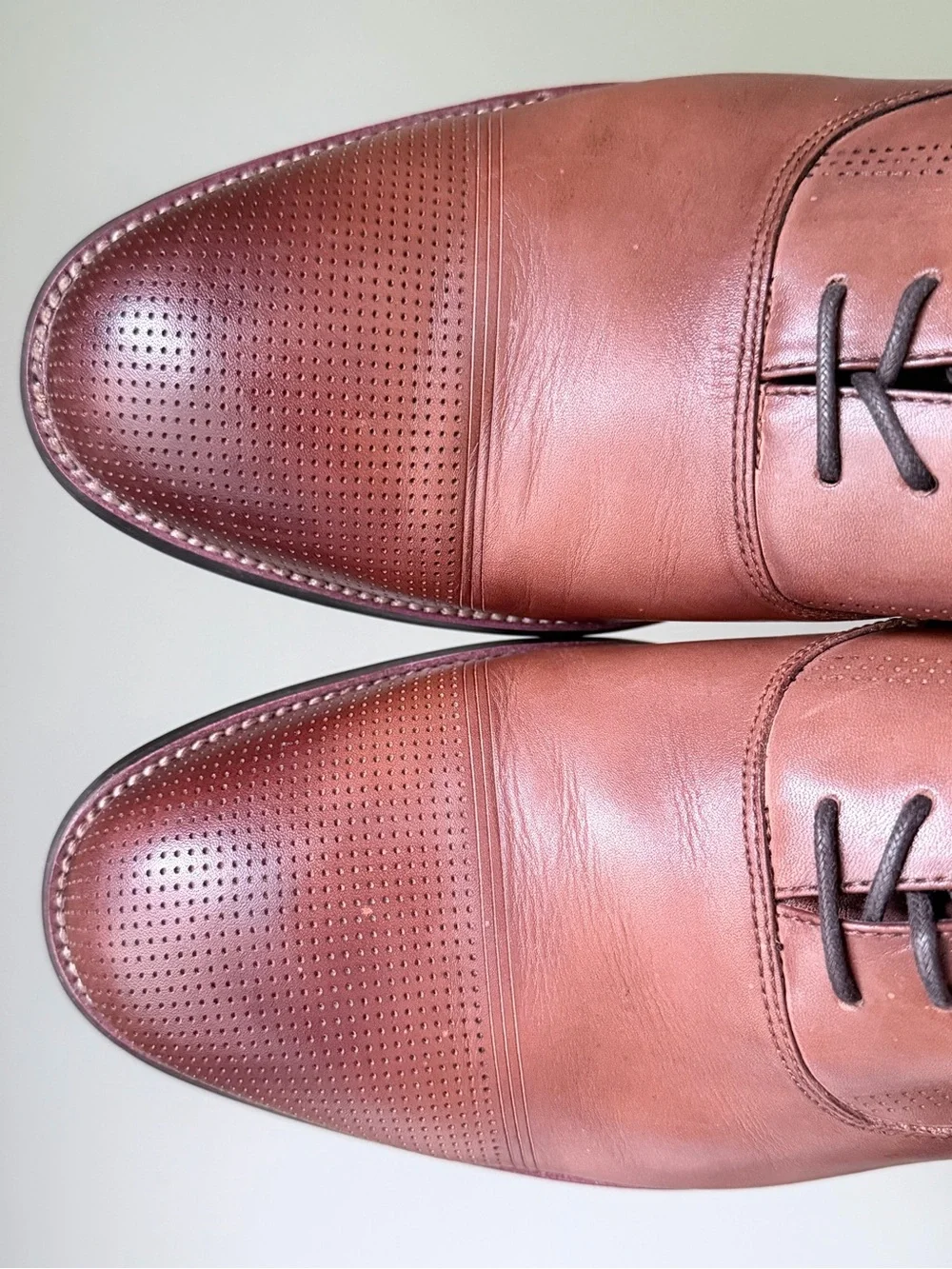 Kenneth Cole Reaction Brown Leather Oxford Dress Shoes perforated Toe cap Size11